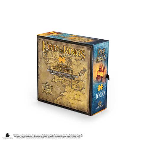Puzzle - Carte de la Terre du Milieu, illustration du jeu de puzzle avec des pièces en carton de qualité supérieure, parfaitement assemblées pour découvrir l'univers de Tolkien.