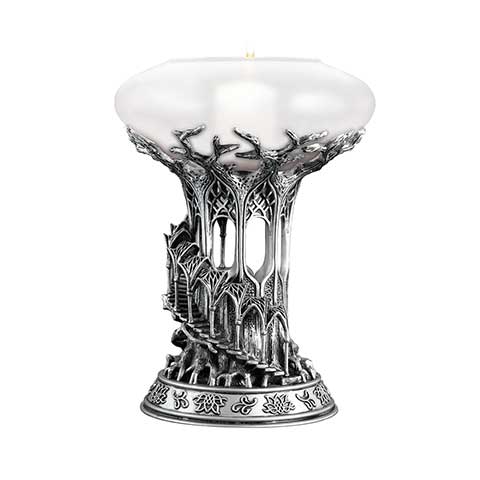 Bougeoir de La Lórien inspiré du Seigneur des anneaux, 25 cm, en résine avec un design magique et élégant pour ajouter une touche de mystère à votre décor.