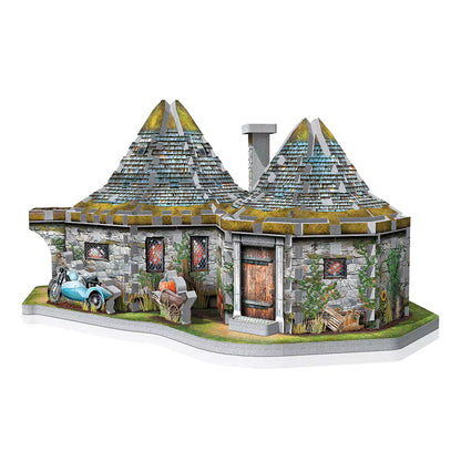 Hutte d’Hagrid - Puzzle 3D Wrebbit illustrant la taille et les dimensions une fois assemblé, parfait pour les fans de Harry Potter.