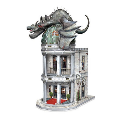 Banque de Gringotts - Puzzle 3D Wrebbit - Harry Potter, vue rapprochée des pièces du puzzle révélant les détails magiques.