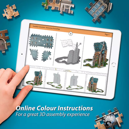 Puzzle 3D Wrebbit de la Tour de l’horloge de Poudlard, captivant et détaillé, parfait pour les fans d'Harry Potter et les amateurs de magie.