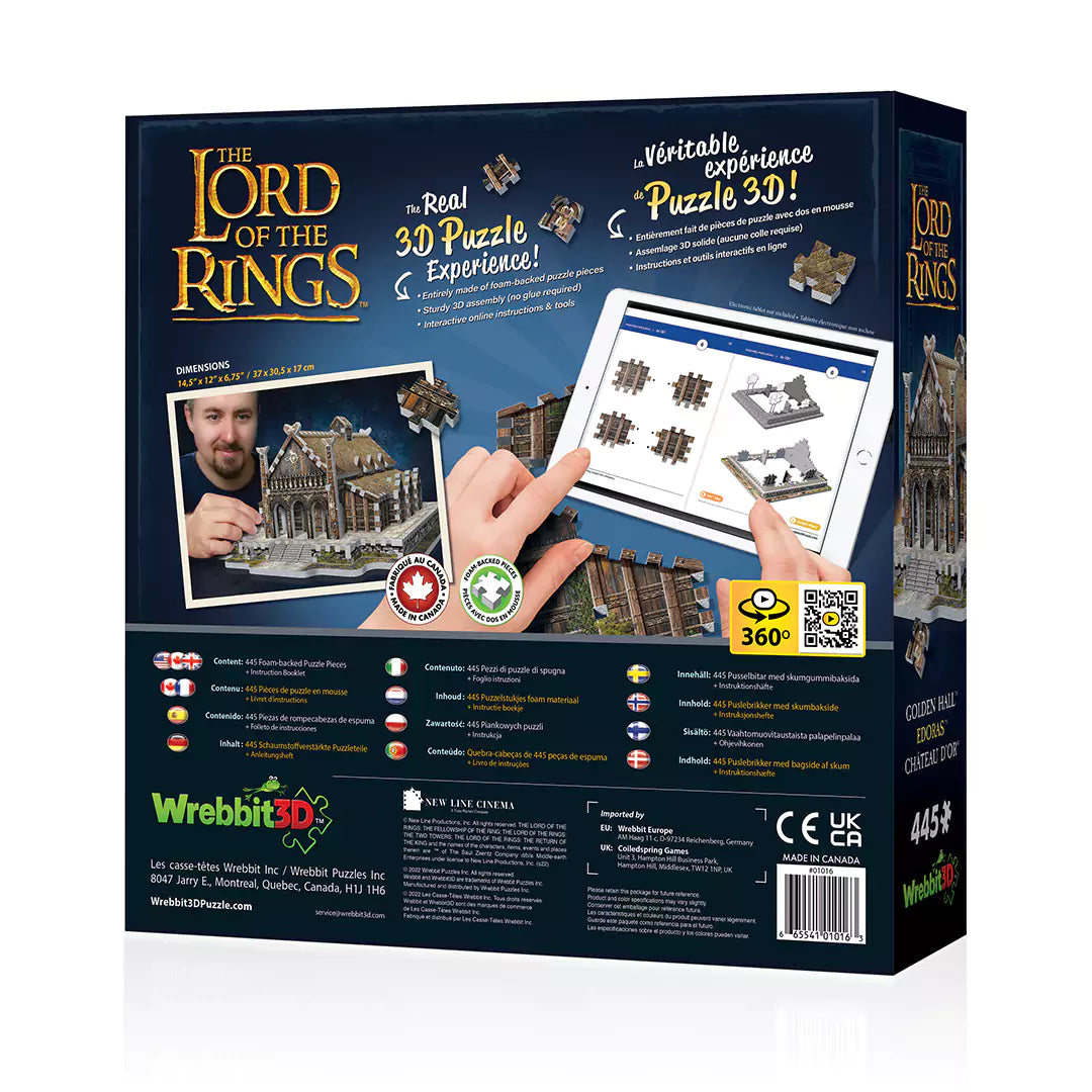 Puzzle 3D Wrebbit Château d’or Edoras - Le Seigneur des Anneaux : image du produit fini, un magnifique décor inspiré de la Terre du Milieu.