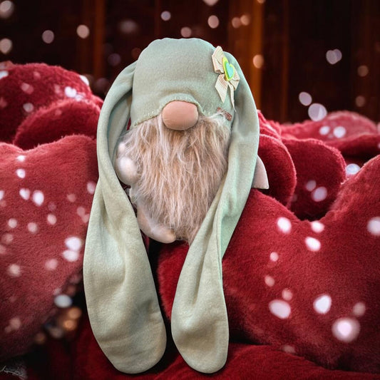 Gnome Lapin oreilles tombantes chapeau vert corps beige - CREA CRIS