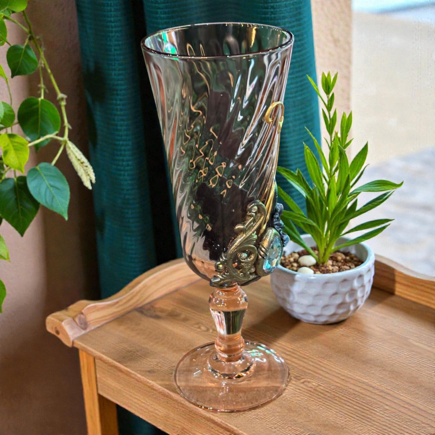 Couple de verres floral - RoseAppolineArt décoration fantasy artisanale RoseAppolineArt