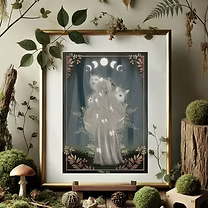 Affiche A5 - L'Esprit du Printemps avec cadre, illustration poétique de renouveau et douceur du printemps, réalisée par Mihne Creations.