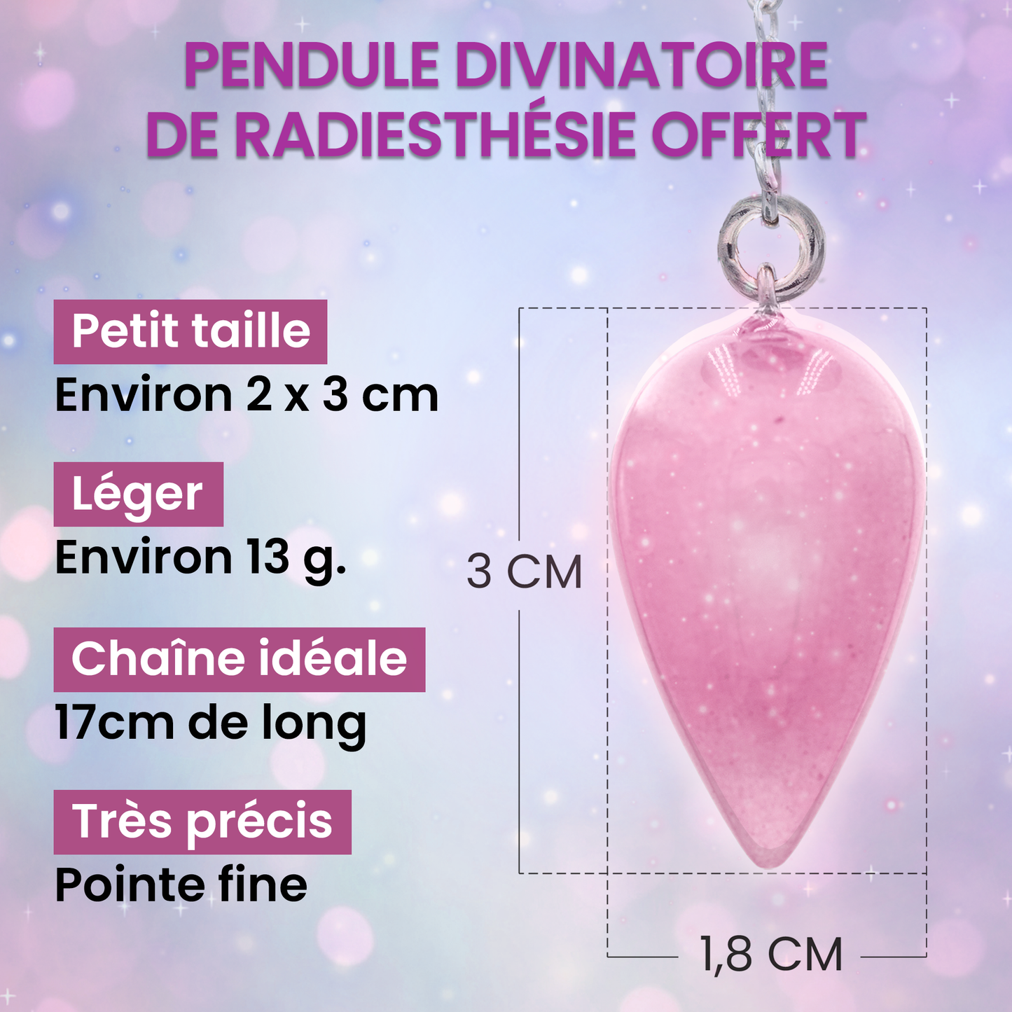 Pendule divinatoire en Quartz Rose de Vibratis : un outil fascinant pour la découverte de soi.