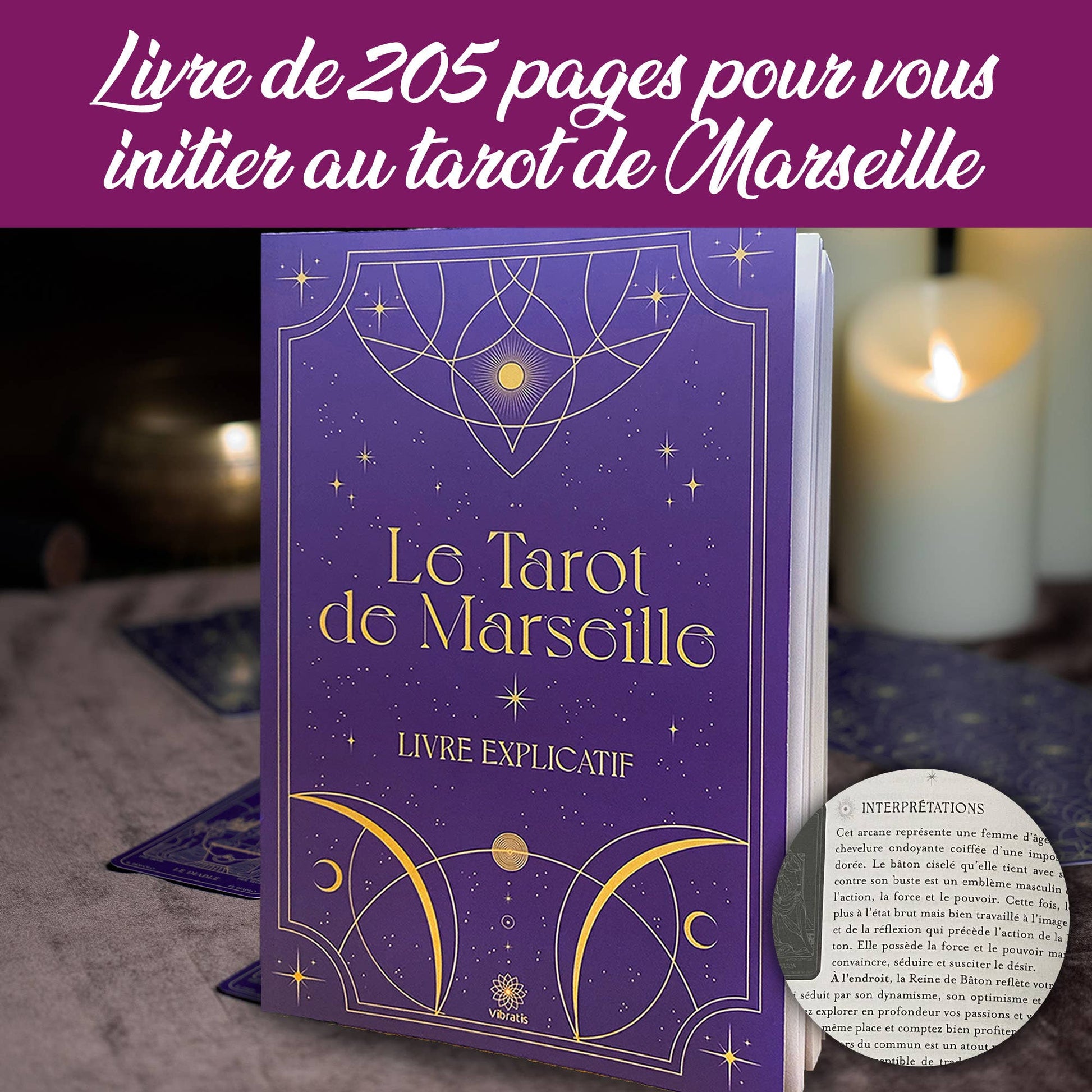 Nappe divinatoire du Coffret Tarot de Marseille de Vibratis, conçue pour des tirages élégants et enrichissants.
