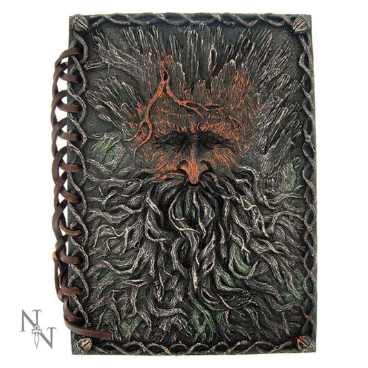 Carnet Vert Homme Arbre Esprit de Nemesis Now, un journal captivant avec des couvertures sculptées et une peinture à la main, évoquant la magie et la connexion avec la nature.