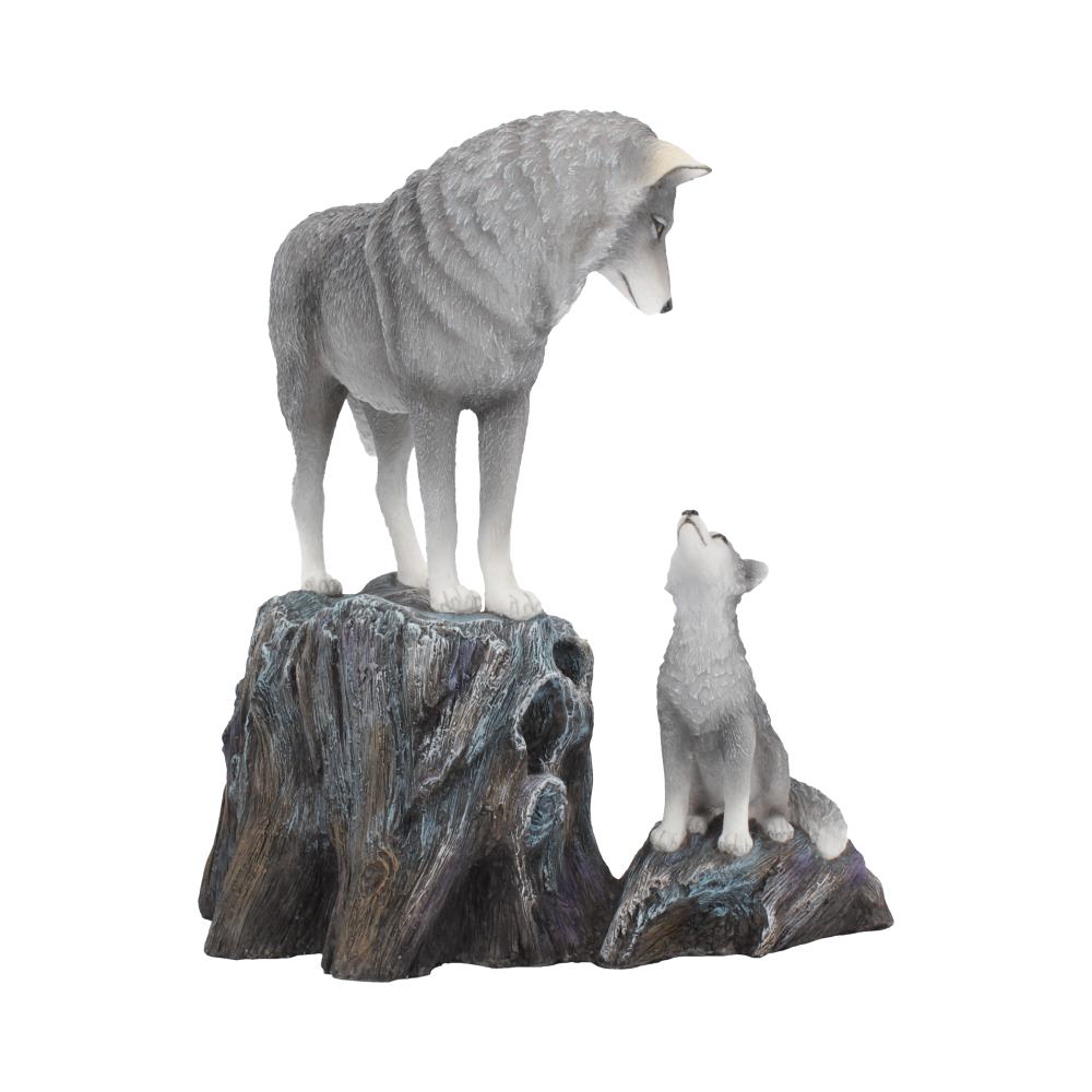 Figurine Loup et son petit, ornement de Lisa Parker, célébrant l'amour parental et la protection dans une décoration en résine.