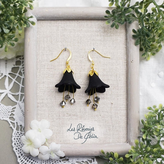 MIRANA - Boucles d'oreilles fleurs noires