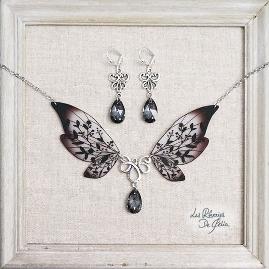 Collier Majestiel et boucles d'oreilles Diane noir