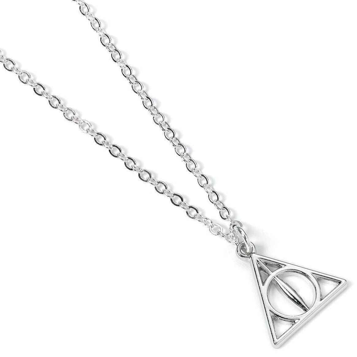 Collier des Reliques de la Mort Harry Potter par Ankorstore, un bijou en métal plaqué argent, symbole magique des objets emblématiques du monde sorcier.