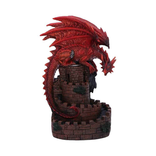 Brûleur d'encens refoulement Crimson Keep avec dragon rouge de 22 cm, conçu par Nemesis Now, ajoutant une touche de mystère et de magie à votre décor.