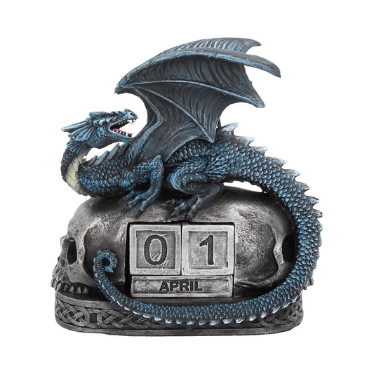 Dragon bleu et crânes Année Gardien Calendrier Gothique