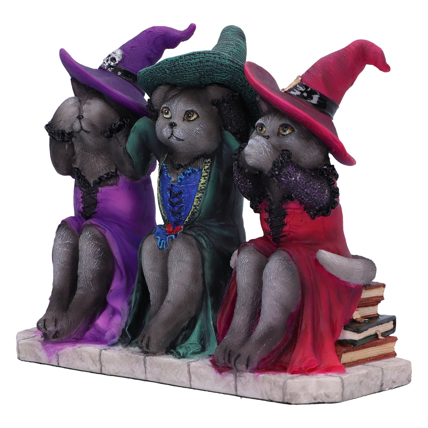 Figurine de Les trois chats sorciers sages – 15,3 cm, capturant la magie et la sagesse avec leur look enchanteur.