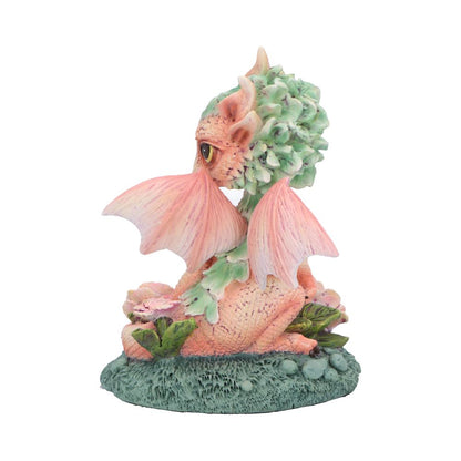 Vue latérale de la figurine de Dragon fleur œillet 12cm, illustrant la queue gracieusement recourbée du dragon.