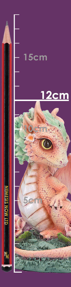 Détail de la figurine de Dragon fleur œillet 12cm, mettant en avant la crête de feuillage vert menthe et la queue gracieusement recourbée, capturant la magie des créatures fantastiques.