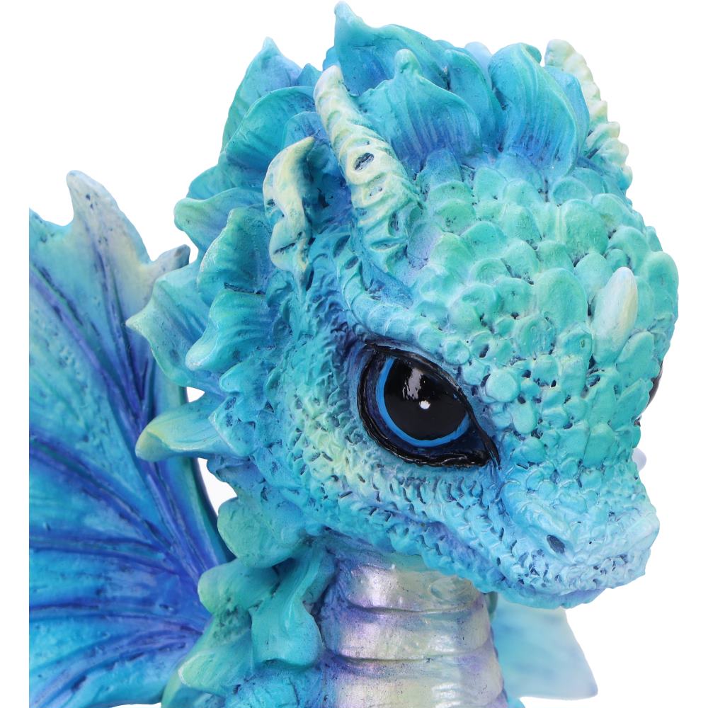 Figurine de Dragon fleur de pavot bleue 11 cm, sculpture en résine brillante qui représente un dragon mystique, ornée de détails raffinés et de teintes éclatantes.