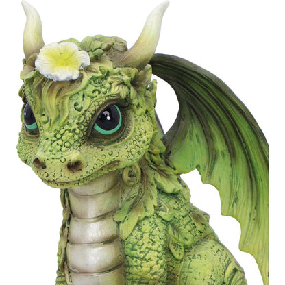 Vue latérale de la Figurine de Dragon Fleur de fraise 11,5 cm, parfaite pour embellir un jardin ou créer une ambiance enchantée.