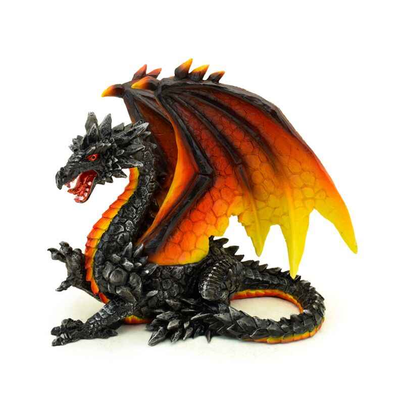 Figurine Dragon de feu et d'Obsidienne - Défenseur de la Nuit de Puckator, une pièce fascinante en résine, peinte à la main, idéale pour les passionnés de fantasy.