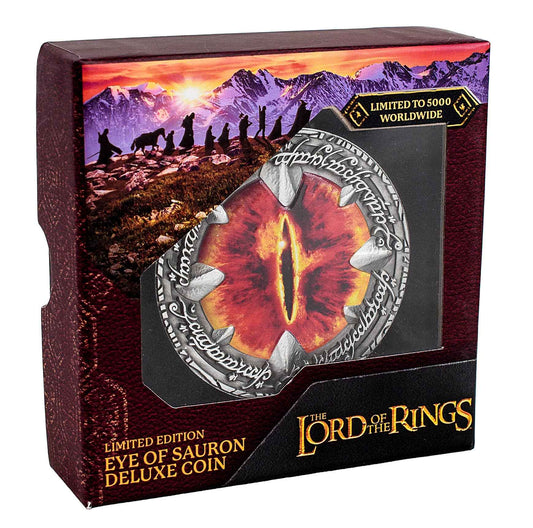 Pièce de luxe Le Seigneur des Anneaux : L'Œil de Sauron en métal doré par AAA Merchandise Limited, un symbole captivant de la saga, idéale pour les collectionneurs et amateurs de fantasy.
