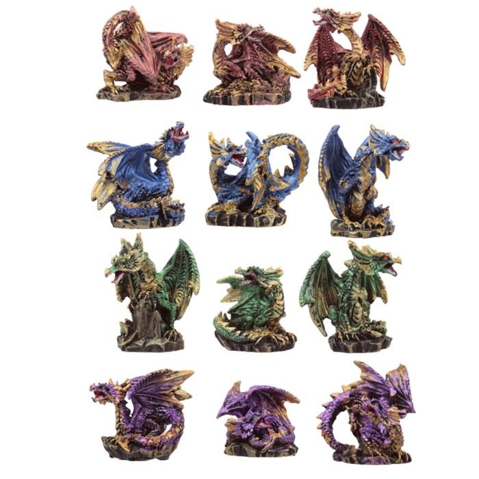 Figurines Dragons Dark Legends - Monde Cave de Cristal, élégantes figurines en résine de Puckator qui évoquent des légendes épiques et ajoutent une touche mystique à votre décoration.