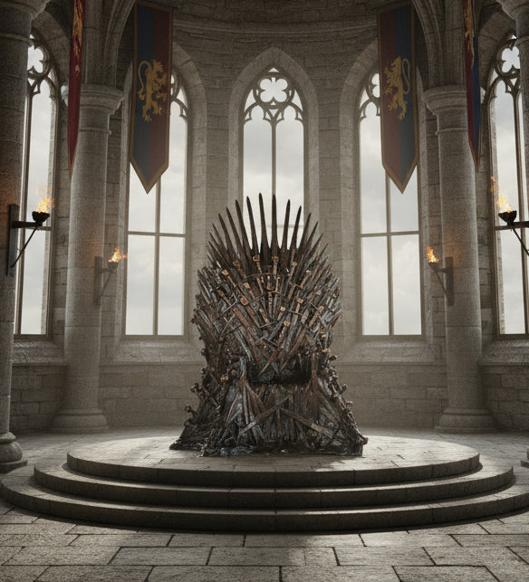 Réplique du Trône de fer en bronze massif de Game of Thrones par Noble Collection, une pièce majestueuse de 35 cm qui évoque la puissance et l'intrigue des luttes de pouvoir dans Westeros.