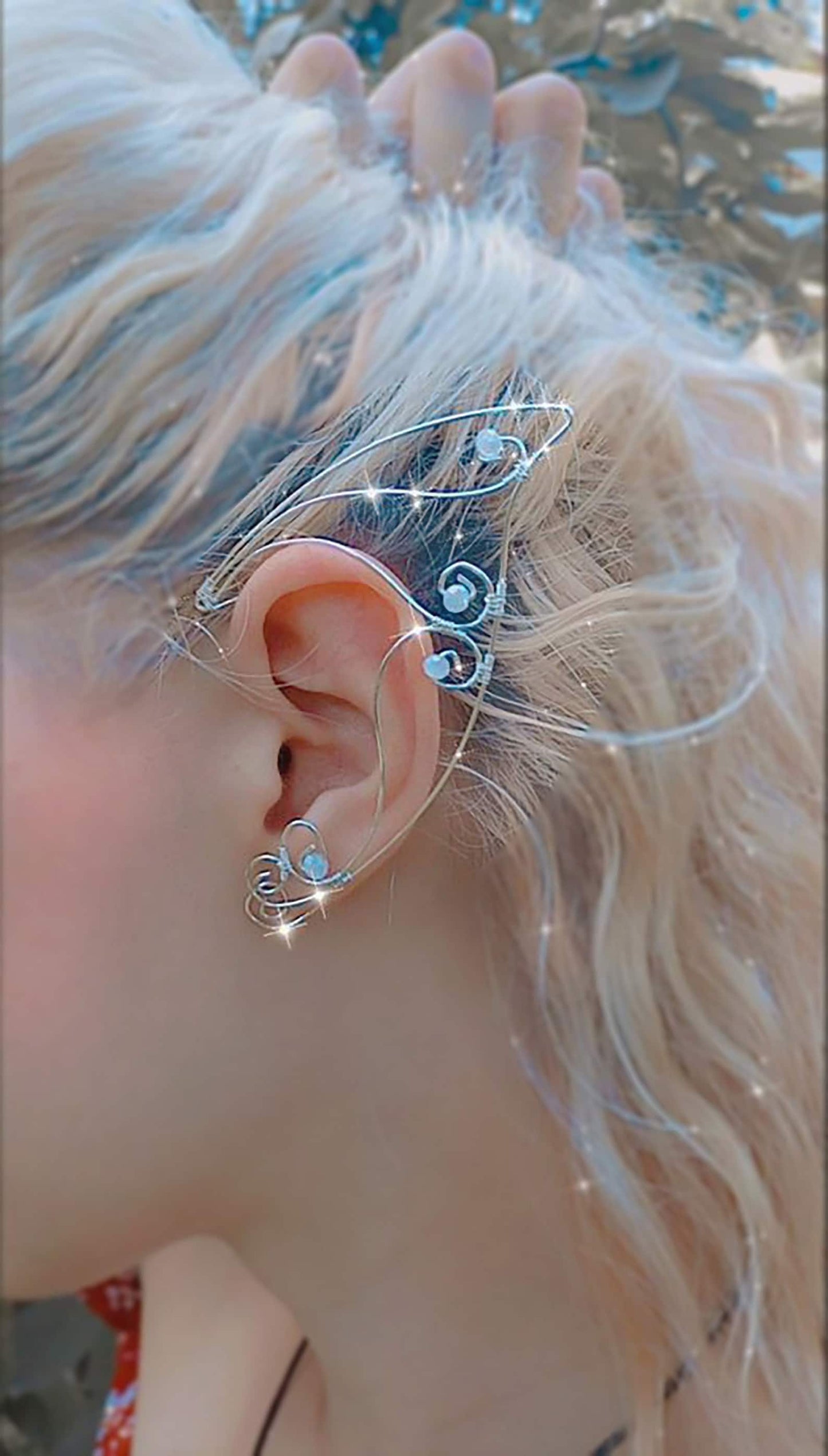 Manchettes d’oreilles elfiques, Oreilles de Fae, Bijoux elfes, Boucles d’oreilles elfiques cosplay, Manchette fée, Ornement elfique sans perle de piercing, Tourbillons de mariage en argent