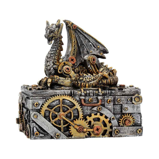 Découvrez la boîte Steampunk Dragon Box de Nemesis Now, une pièce d'art fascinante ornée d'un dragon majestueux, parfaite pour chaque passionné d'objets mystérieux.