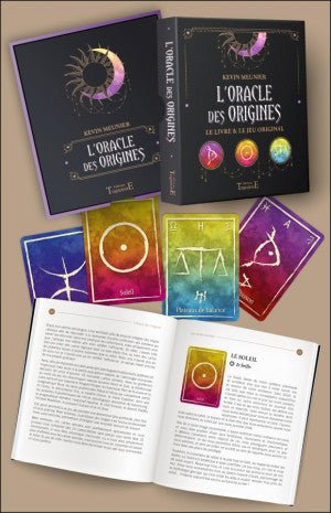 Coffret l’Oracle des Origines de GVP PHILIPPE, présentant des images vibrantes des 54 cartes symboliques, parfait pour la divination et l'introspection.