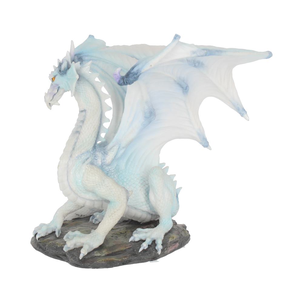 Zoom sur les écailles de la figurine de dragon blanc Grawlbane 20 cm, mettant en évidence l'artisanat en résine.