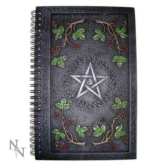 Wiccan livre des ombres Journal avec une couverture en résine de pentagramme (24cm)