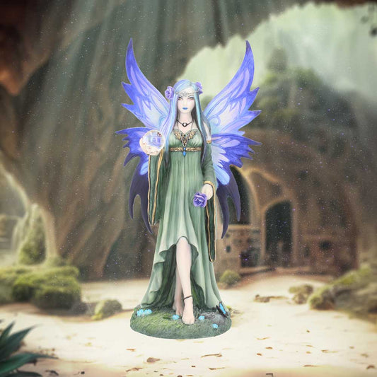 Nemesis Now Fée Aura mystique 23cm Figurine Fantastique en Vert et Or avec Rose Violette et Papillon Bleu Collection Fantasy par Anne Stokes