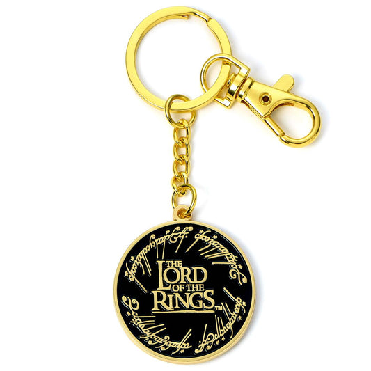 Porte-clés Logo du Seigneur des Anneaux d'Ankorstore, un accessoire emblématique en métal doré avec insert en émail noir, parfait pour les fans de J.R.R. Tolkien.