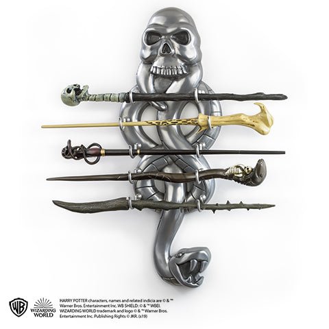 Présentoir 5 baguettes La Marque des Ténèbres de Noble Collection, parfait pour afficher votre passion pour l'univers magique de Harry Potter.