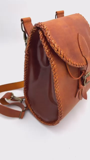 Seine Rückseite aus echtem orangebraunem Leder