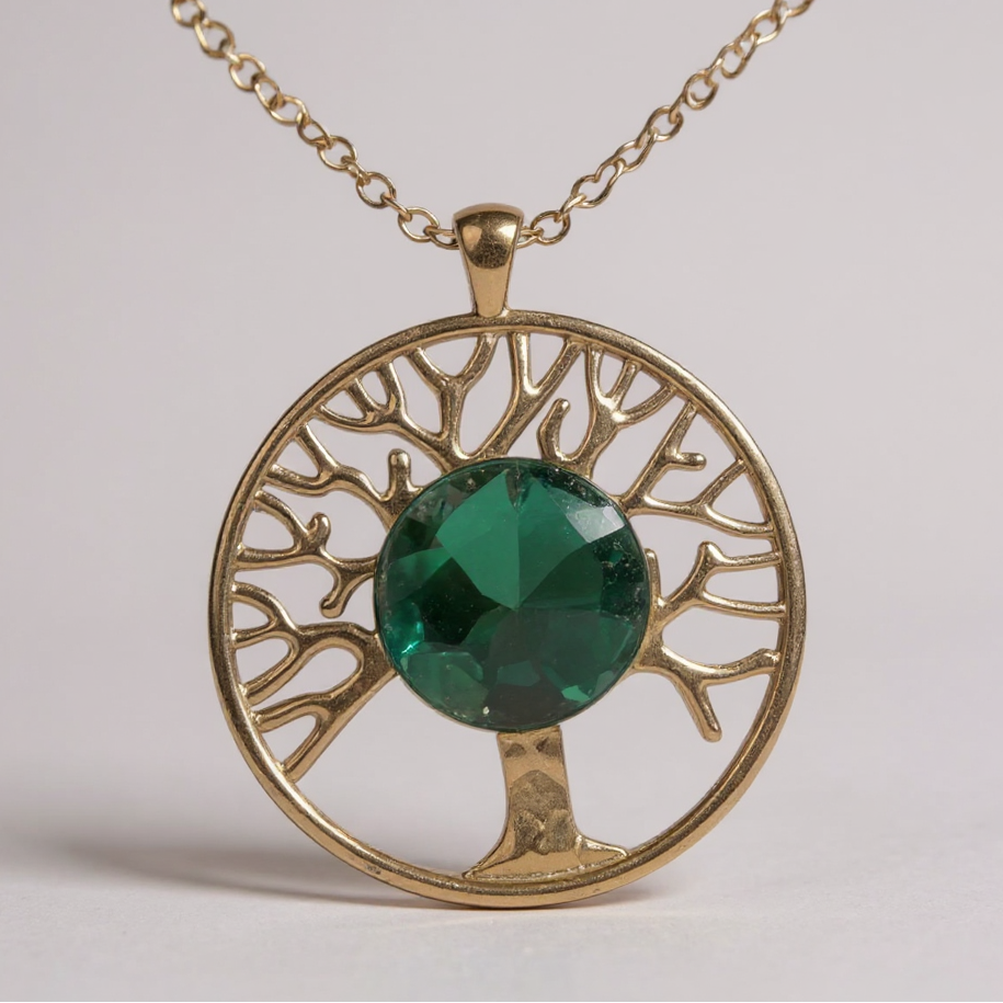 Chaîne en acier inoxydable du Collier pendentif - Arbre de vie, disponible en 47 cm, illustrant l'artisanat raffiné et l'esthétique unique de Les Lubies Fleuries.