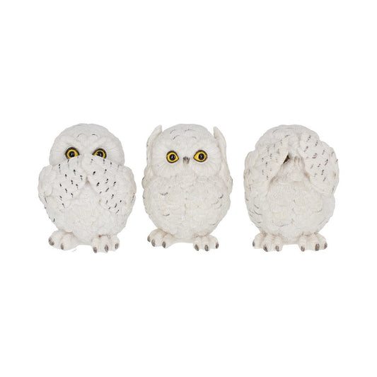 Figurines Trois Hiboux Sages en Résine 8cm