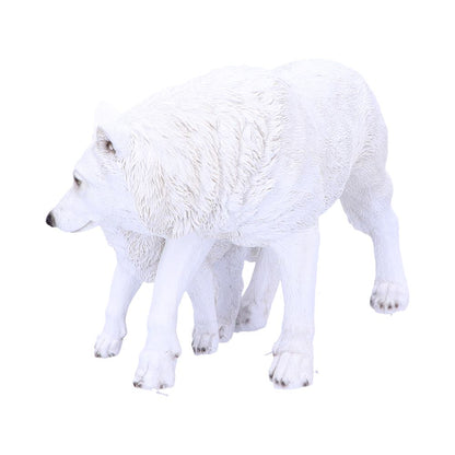 Détails exquis de la figurine du loups Descendants d’hiver 27,5 cm - Peinture à la main mettant en valeur la tendresse entre mère et petit.