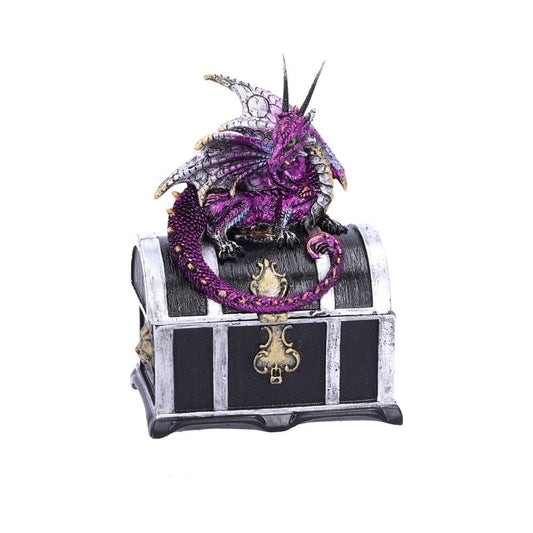 Dragon des richesses reptiliennes assis sur une boîte de rangement de coffre au trésor