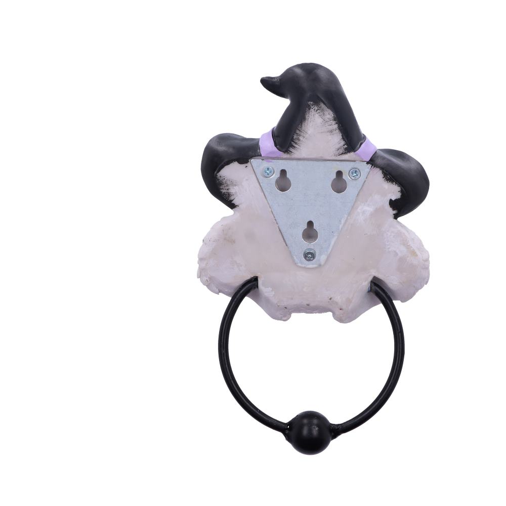 Heurtoir de porte en forme de chouette des neiges 21 cm, avec teintes glacées et allure mystérieuse, parfait pour les passionnés de sorcellerie.